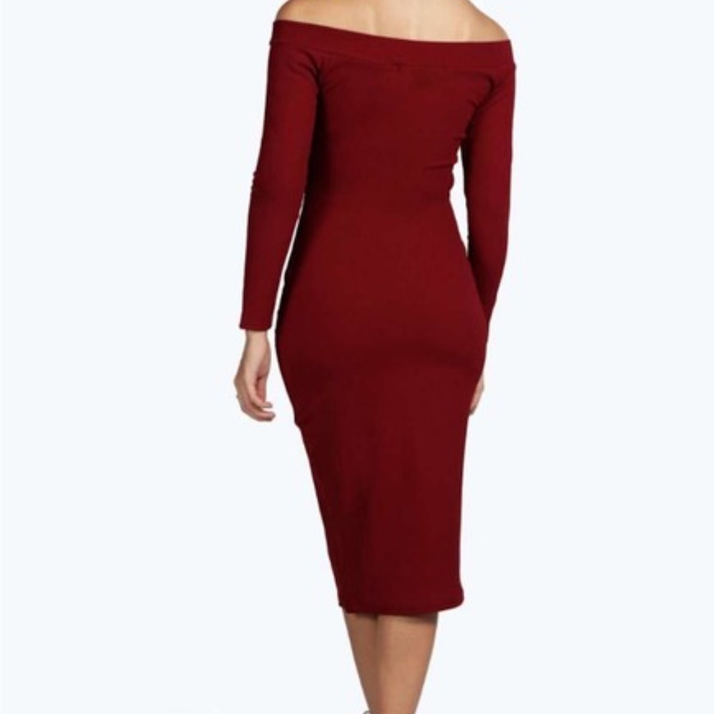 Boohoo Off Shoulder Button Midi Dress Size 16 - Picture 2 of 5